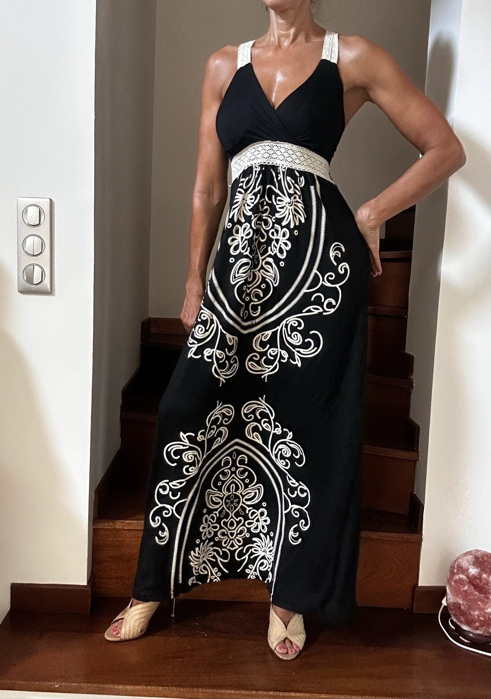 Long bohemian black & ecru dress – Size S/M – photo 5